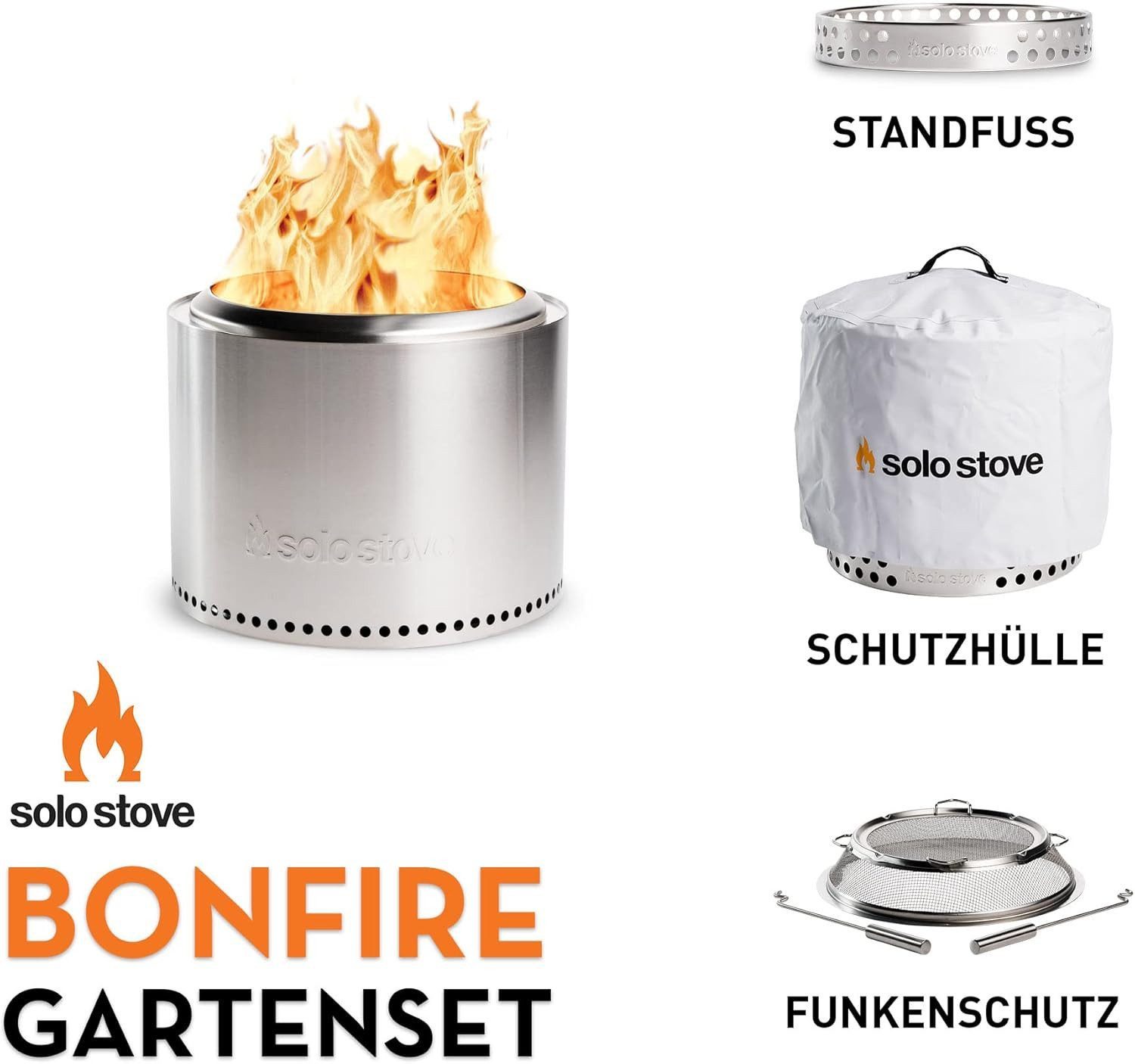 Solo Stove Bonfire — Set mit Standfuß, Funkenschutz und Hülle